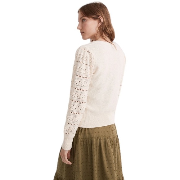 Madewell - NWT Bobble-Sleeve Pullover Lightweight Wool Blend Sweater Sz L - Picture 3 of 8
